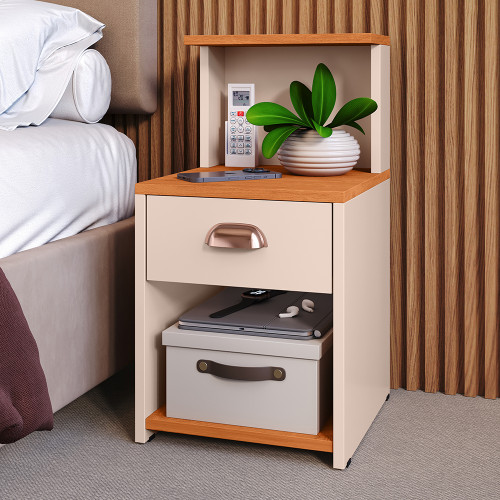 Mesa de cabeceira CLEO - OFF WHITE/CINAMOMO