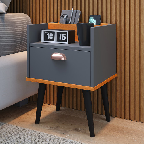 Mesa de Cabeceira Milena - Cinza/Cinamomo