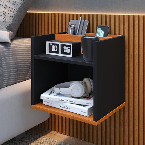 Mesa de cabeceira Madri - Preto/Cinamomo