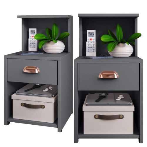 KIT 2 Mesa de cabeceira CLEO - CINZA