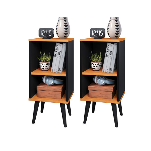 Kit 2 mesas de cabeceira Charme - Preto/Cinamomo