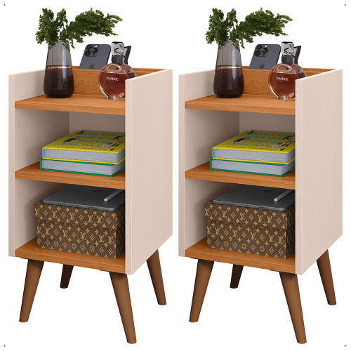 Kit 2 Mesa de Cabeceira MAX - Off/Cinamomo