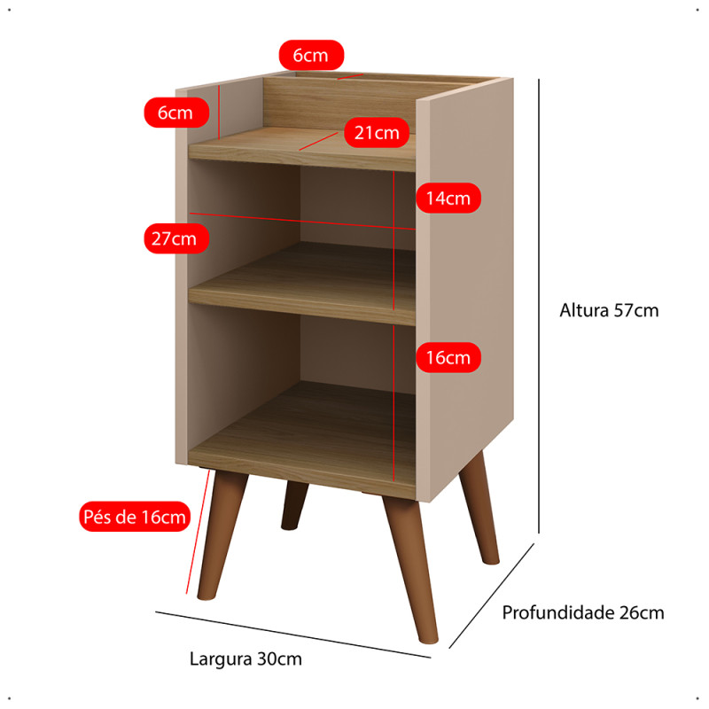 Mesa de cabeceira Max - Fendi / Hanover ( Unitário )