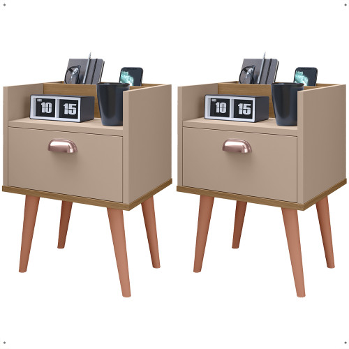 KIT 2 Mesa de Cabeceira Milena - Fendi / Hanover ( 2 UN )